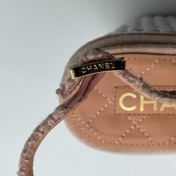 CHANEL 20C Tweed Leather Chain CC Raffia Platform Wedge Heel Sandals Shoes - Picture 8 of 11